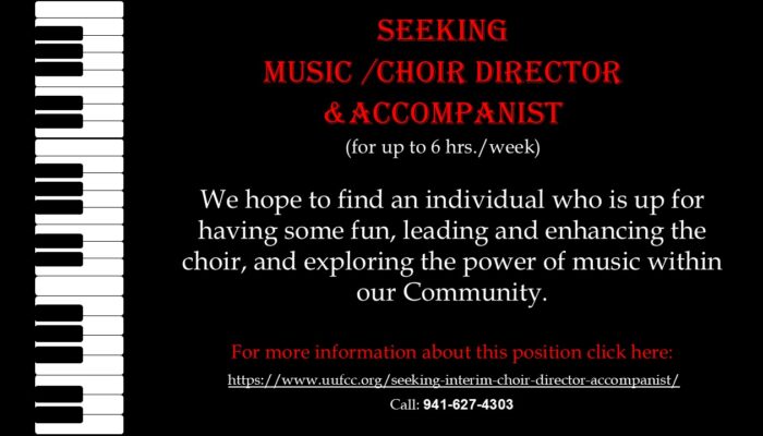 Seeking Music/Choir Director and Accompanist